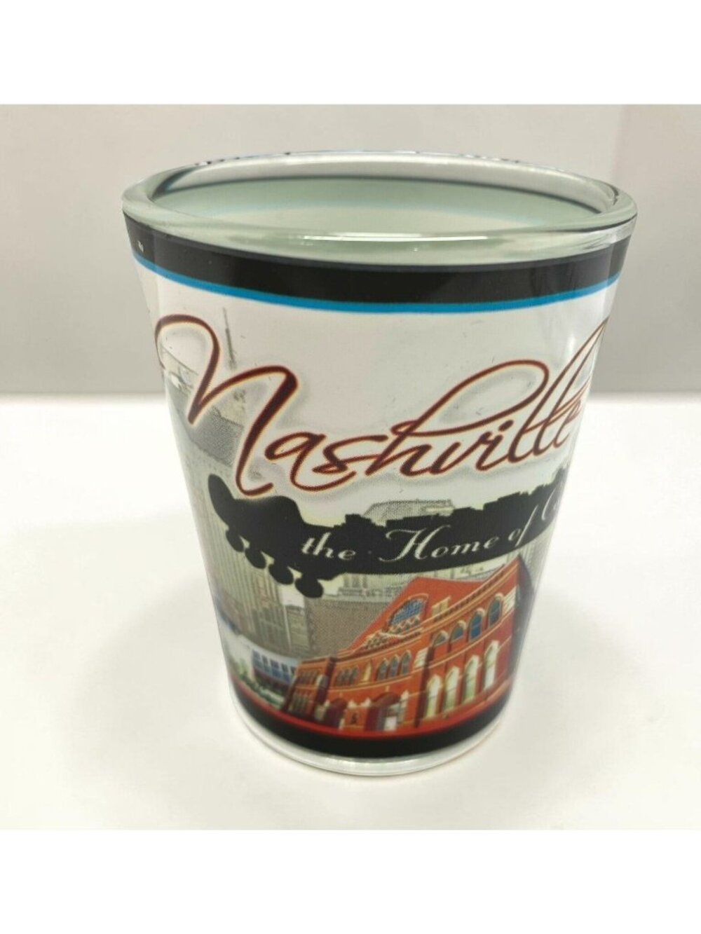 Nashville TN Music City Shot Glass Vintage Travel Souvenir City Skyline Guitar